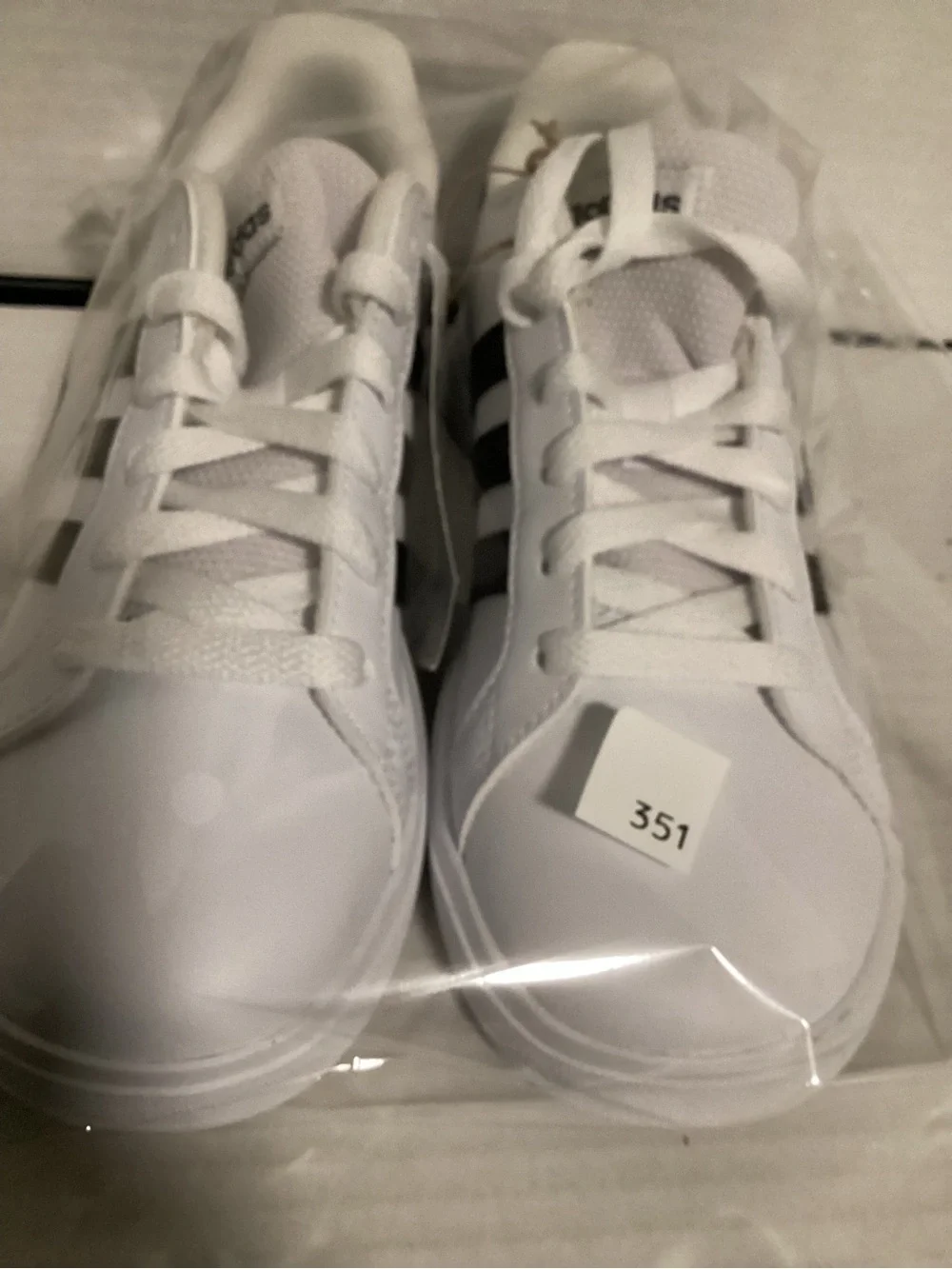 adidas White Sneakers with Black Stripes Kids